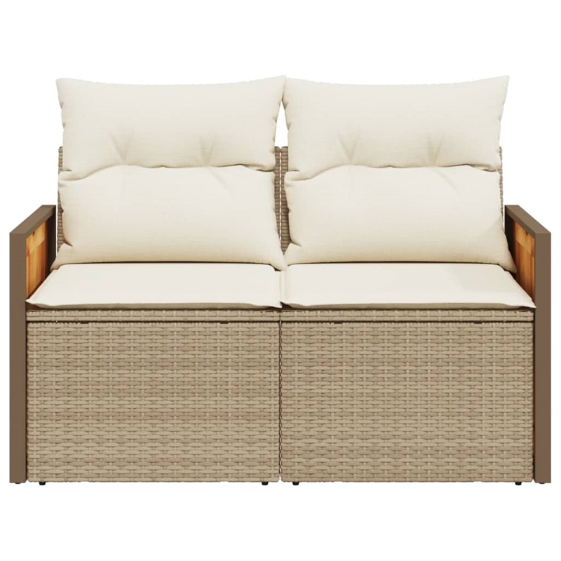 Bowery Hill Contemporary Synthetic Poly Rattan Garden Sofa in Beige And Cream