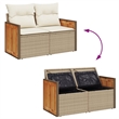 Bowery Hill Contemporary Synthetic Poly Rattan Garden Sofa in Beige And Cream