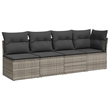 Bowery Hill 4-Seater Rattan & Powder-Coated Steel & Polyester Garden Sofa - Gray