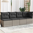 Bowery Hill 4-Seater Rattan & Powder-Coated Steel & Polyester Garden Sofa - Gray