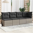 Bowery Hill 4-Seater Rattan & Powder-Coated Steel & Polyester Garden Sofa - Gray