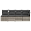 Bowery Hill 4-Seater Rattan & Powder-Coated Steel & Polyester Garden Sofa - Gray