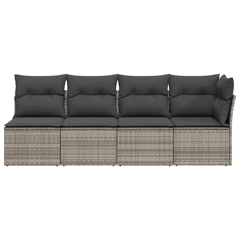 Bowery Hill 4-Seater Rattan & Powder-Coated Steel & Polyester Garden Sofa - Gray