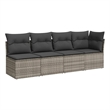 Bowery Hill 4-Seater Rattan & Powder-Coated Steel & Polyester Garden Sofa - Gray