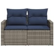 Bowery Hill 2-Seater Poly Rattan Patio Sofa With Cushions in Gray