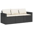 Bowery Hill Contemporary Synthetic Poly Rattan Garden Sofa in Black And Cream