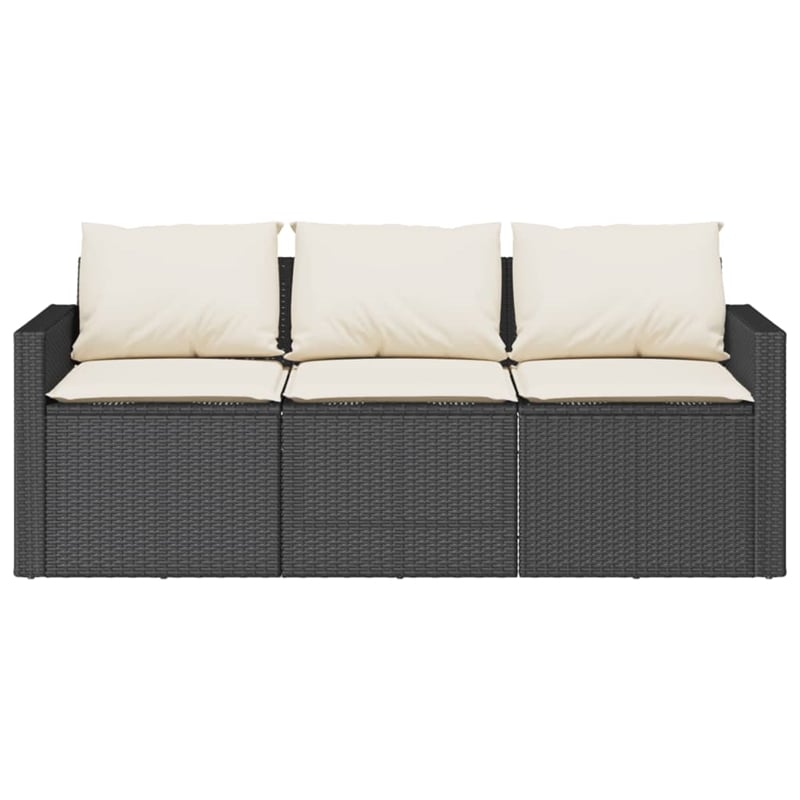 Bowery Hill Contemporary Synthetic Poly Rattan Garden Sofa in Black And Cream