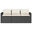 Bowery Hill Contemporary Synthetic Poly Rattan Garden Sofa in Black And Cream