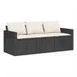 Bowery Hill Contemporary Synthetic Poly Rattan Garden Sofa in Black And Cream