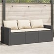 Bowery Hill Contemporary Synthetic Poly Rattan Garden Sofa in Black And Cream