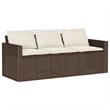 Bowery Hill Contemporary Synthetic Poly Rattan Garden Sofa in Brown & Cream