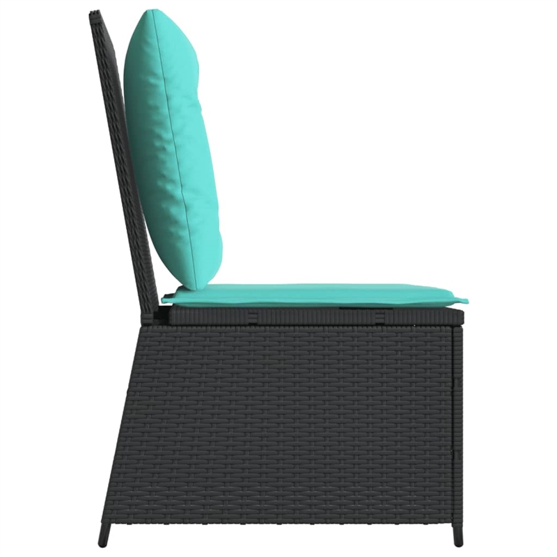 Bowery Hill Contemporary Reclining Patio Sofa in Black And Turquoise