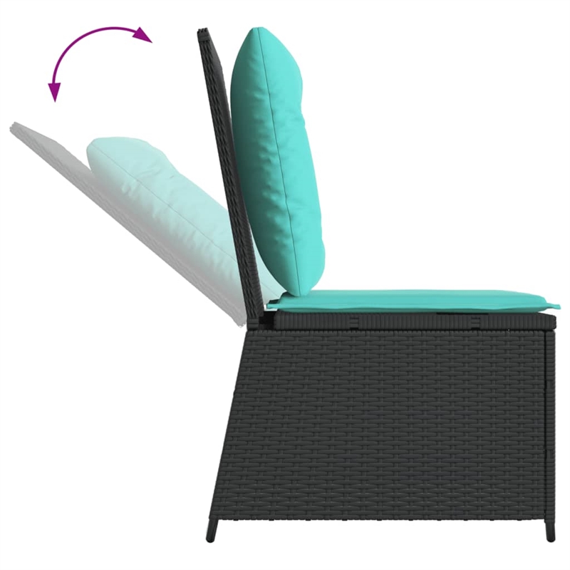 Bowery Hill Contemporary Reclining Patio Sofa in Black And Turquoise