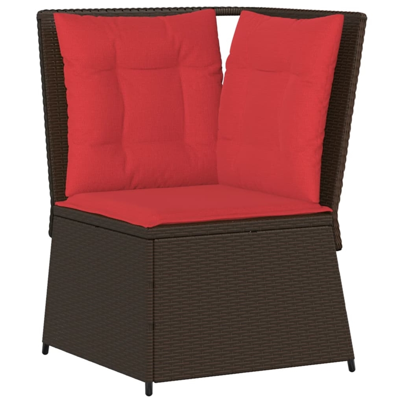 Bowery Hill Medium Modular PE Rattan And Powder-Coated Steel Patio Sofa in Brown