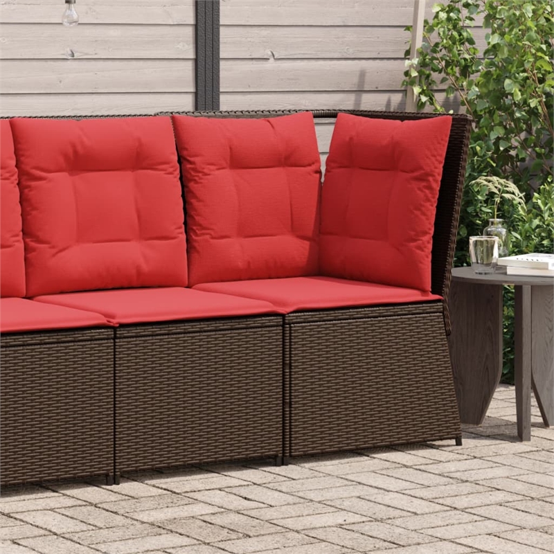 Bowery Hill Medium Modular PE Rattan And Powder-Coated Steel Patio Sofa in Brown
