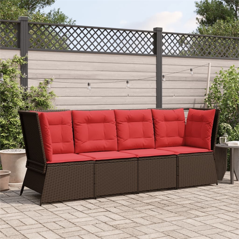 Bowery Hill Medium Modular PE Rattan And Powder-Coated Steel Patio Sofa in Brown