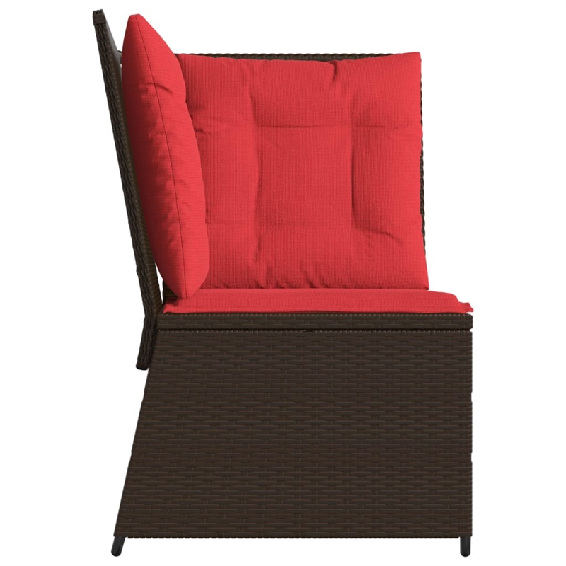 Bowery Hill Medium Modular PE Rattan And Powder-Coated Steel Patio Sofa in Brown