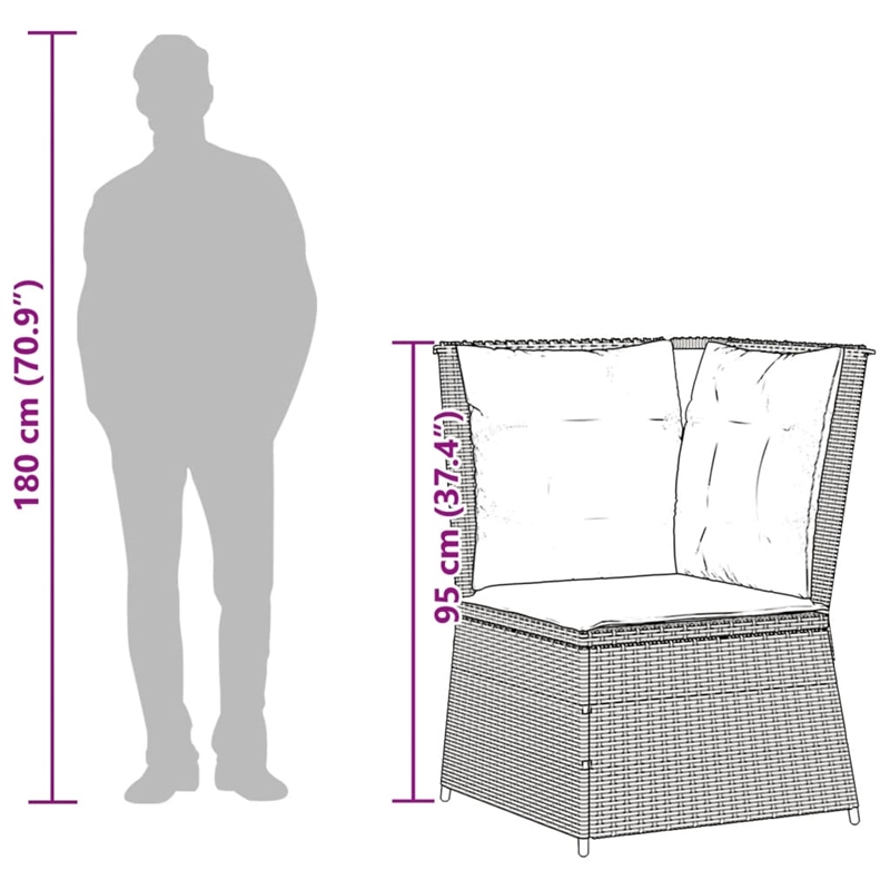 Bowery Hill Medium Modular PE Rattan And Powder-Coated Steel Patio Sofa in Brown