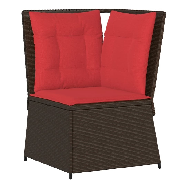 Bowery Hill Medium Modular PE Rattan And Powder-Coated Steel Patio Sofa in Brown