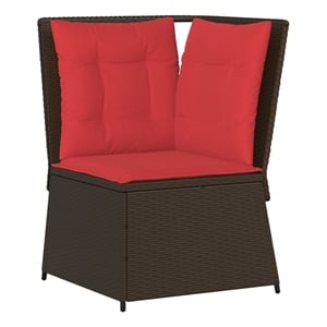 Bowery Hill Medium Modular PE Rattan And Powder-Coated Steel Patio Sofa in Brown