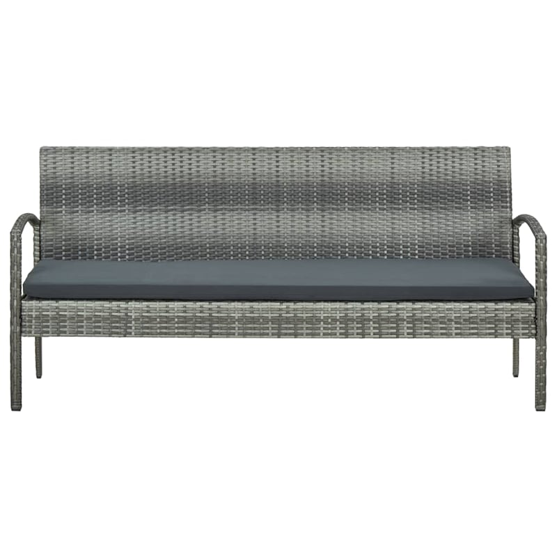 Bowery Hill Contemporary Synthetic Poly Rattan 3-Seater Patio Sofa in Gray