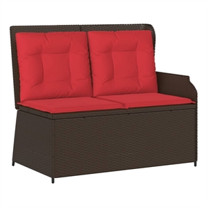 Bowery Hill Rattan Powder-Coated Steel & Polyester Reclining Patio Bench - Brown