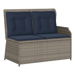 Bowery Hill Standard PE Rattan Reclining Patio Bench in Gray