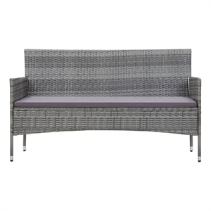 Bowery Hill 3-Seater PE Rattan And Steel And Polyester Fabric Sofa in Gray