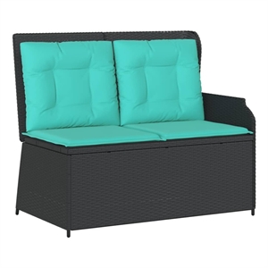 Bowery Hill Contemporary Synthetic Poly Rattan Reclining Patio Bench in Black