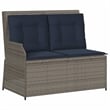 Bowery Hill Contemporary Synthetic Poly Rattan Reclining Patio Bench in Gray