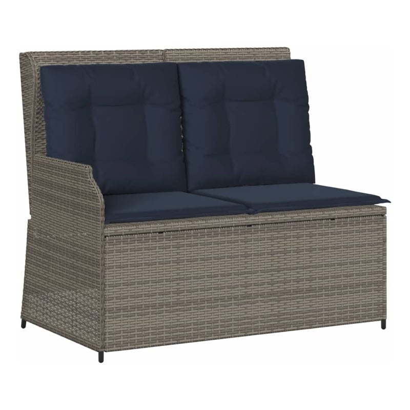 Bowery Hill Contemporary Synthetic Poly Rattan Reclining Patio Bench in Gray