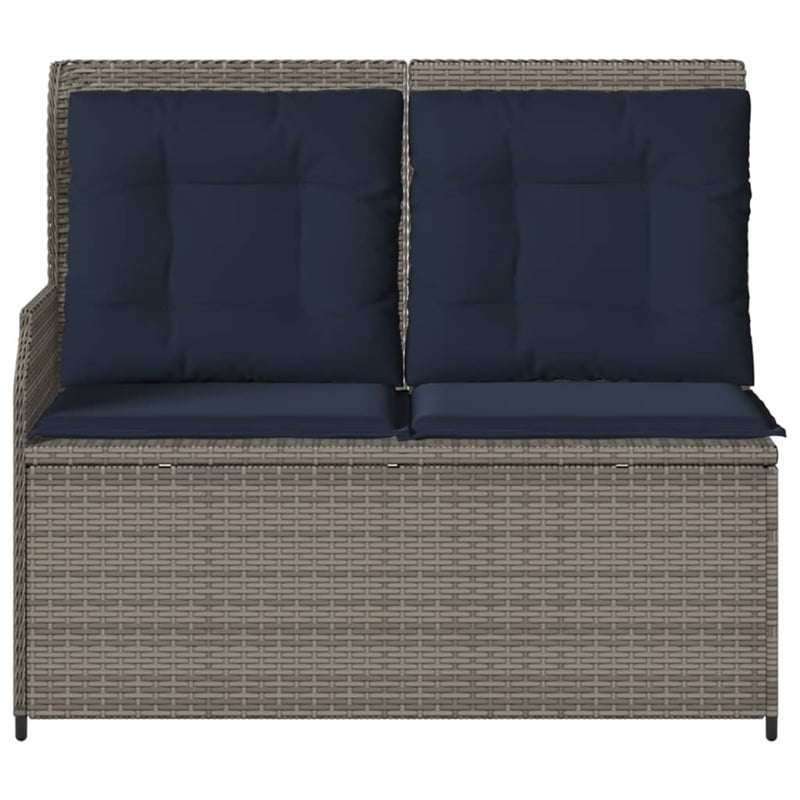 Bowery Hill Contemporary Synthetic Poly Rattan Reclining Patio Bench in Gray