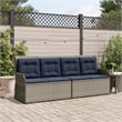 Bowery Hill Contemporary Synthetic Poly Rattan Reclining Patio Bench in Gray