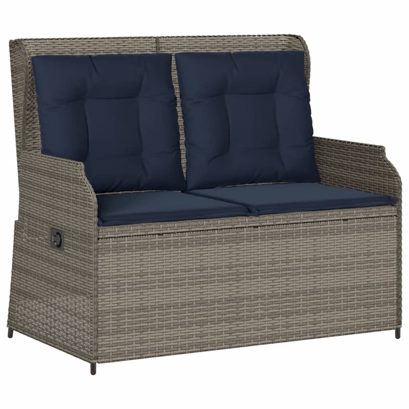 Bowery Hill Contemporary Reclining Patio Bench in Gray And Navy Blue