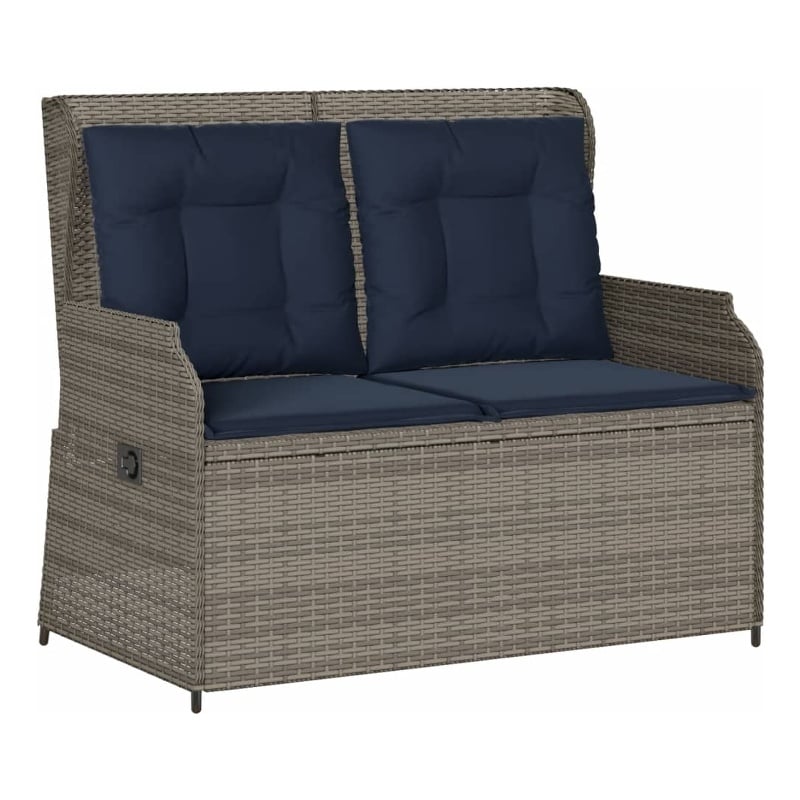 Bowery Hill Contemporary Reclining Patio Bench in Gray And Navy Blue