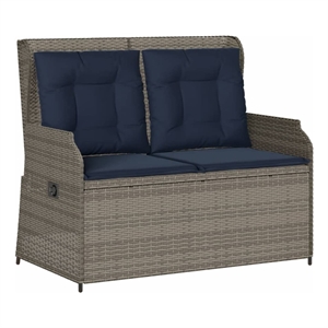 Bowery Hill Contemporary Reclining Patio Bench in Gray And Navy Blue