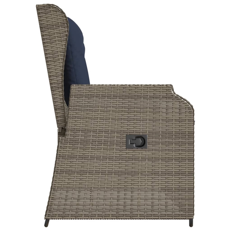 Bowery Hill Contemporary Reclining Patio Bench in Gray And Navy Blue