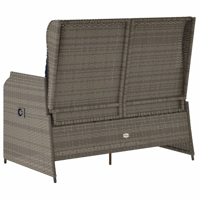 Bowery Hill Contemporary Reclining Patio Bench in Gray And Navy Blue