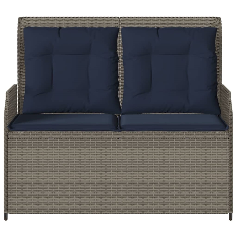 Bowery Hill Contemporary Reclining Patio Bench in Gray And Navy Blue
