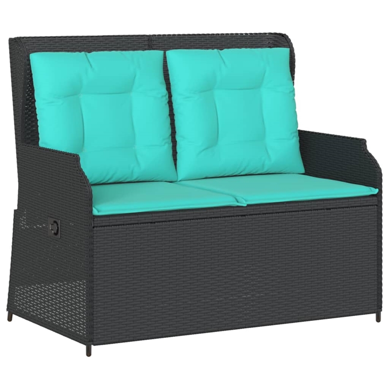 Bowery Hill Contemporary Reclining Patio Bench in Black And Turquoise