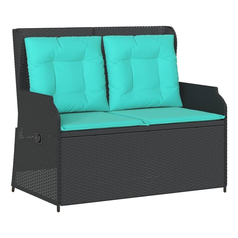 Bowery Hill Contemporary Reclining Patio Bench in Black And Turquoise
