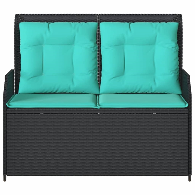 Bowery Hill Contemporary Reclining Patio Bench in Black And Turquoise