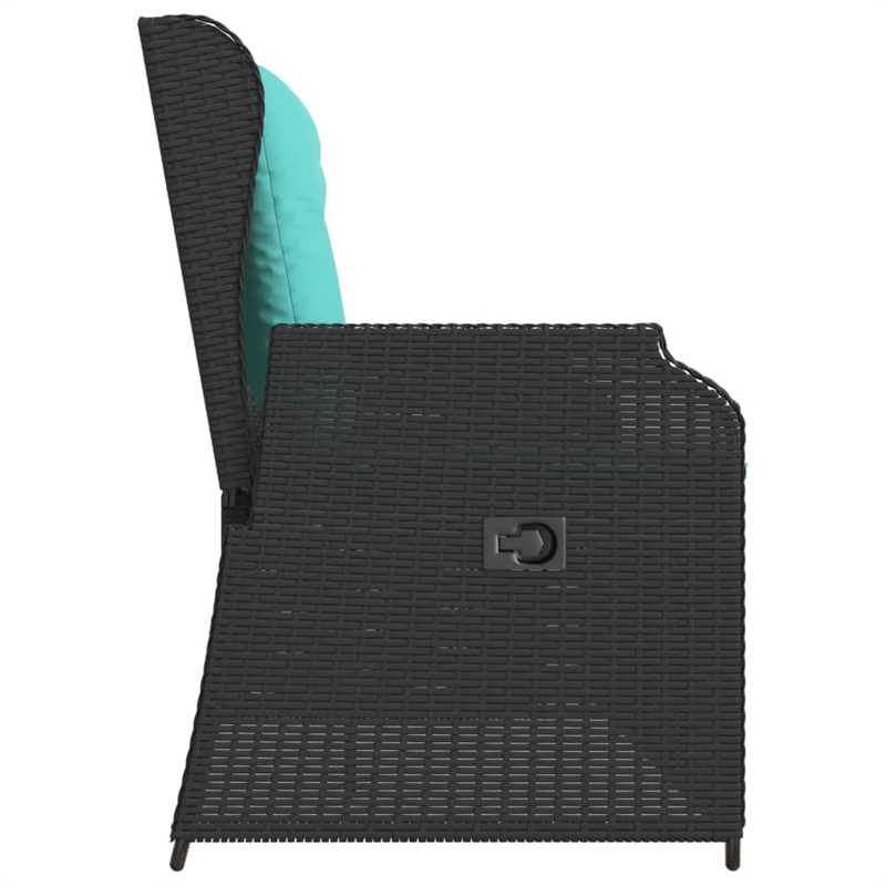 Bowery Hill Contemporary Reclining Patio Bench in Black And Turquoise