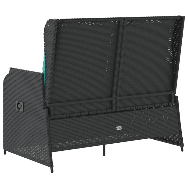 Bowery Hill Contemporary Reclining Patio Bench in Black And Turquoise