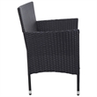 Bowery Hill 3-Seater Poly Rattan Patio Sofa With Cushions in Black