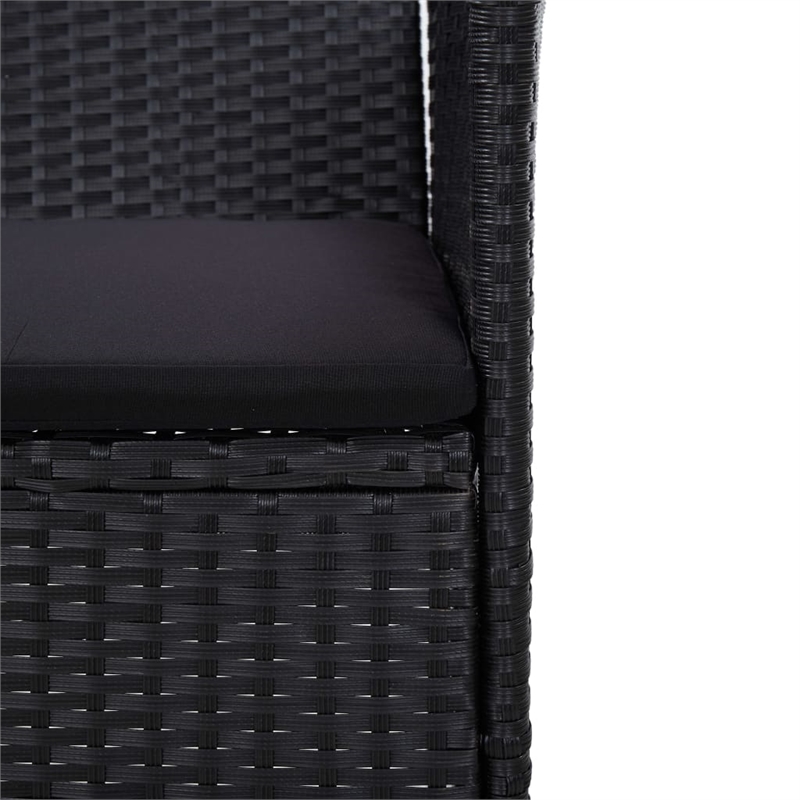 Bowery Hill 3-Seater Poly Rattan Patio Sofa With Cushions in Black