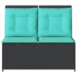 Bowery Hill Poly Rattan Reclining Patio Bench in Black And Turquoise