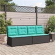 Bowery Hill Poly Rattan Reclining Patio Bench in Black And Turquoise
