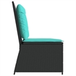 Bowery Hill Poly Rattan Reclining Patio Bench in Black And Turquoise