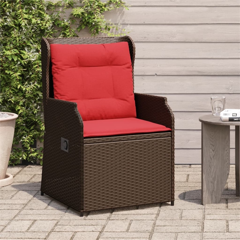Bowery Hill Contemporary Reclining Patio Chair Set of 2 in Brown And Red